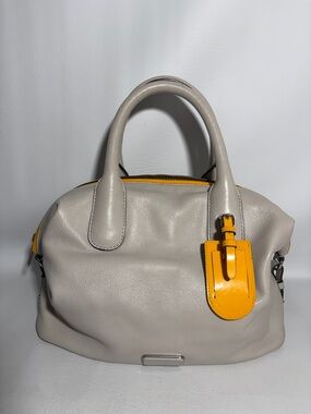 Marc by Marc Jacobs The Legend Satchel Bag Light Stone Grey Yellow Accent